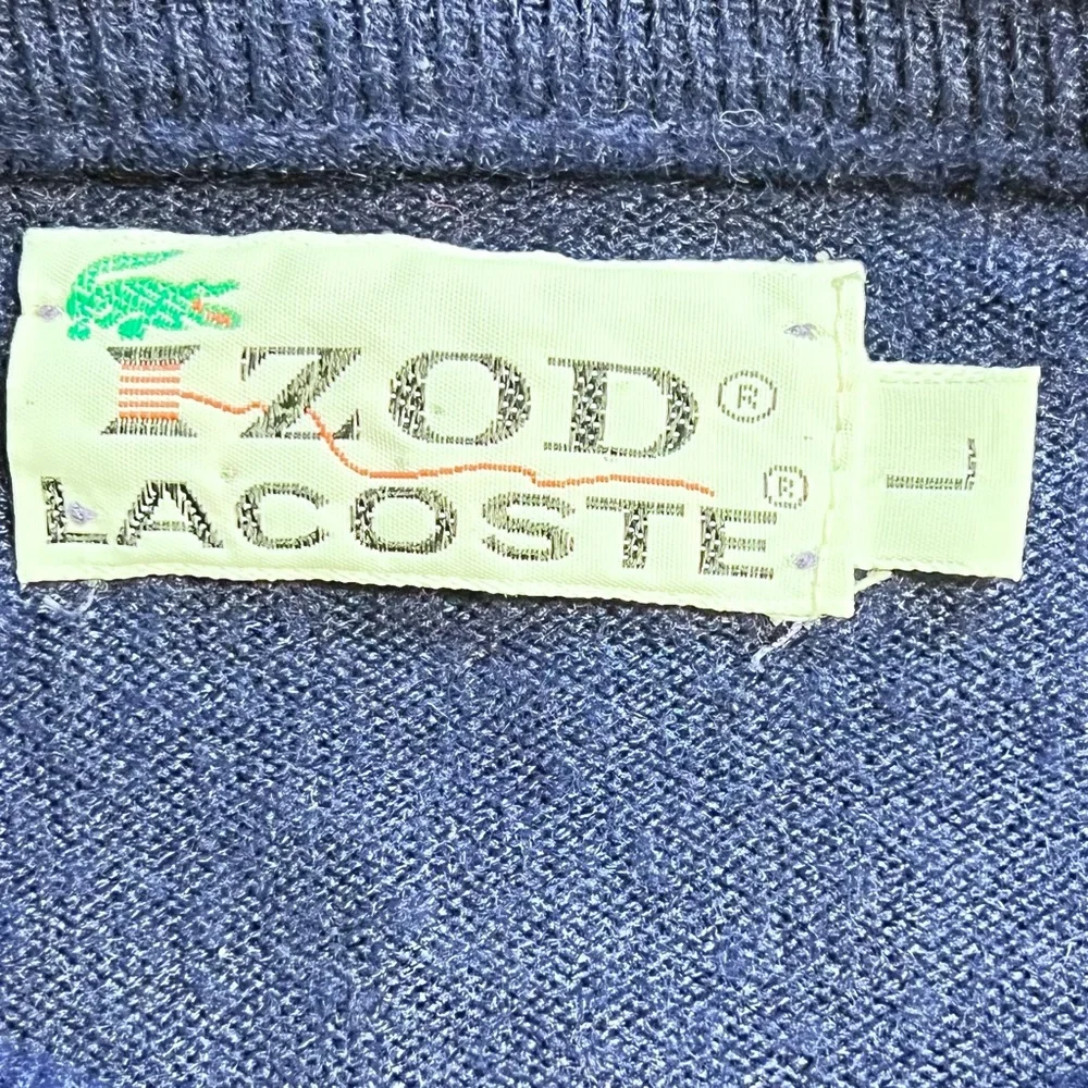 VINTAGE 60s Lacoste Izod knit sweater tennis vneck navy alligator crocodile logo